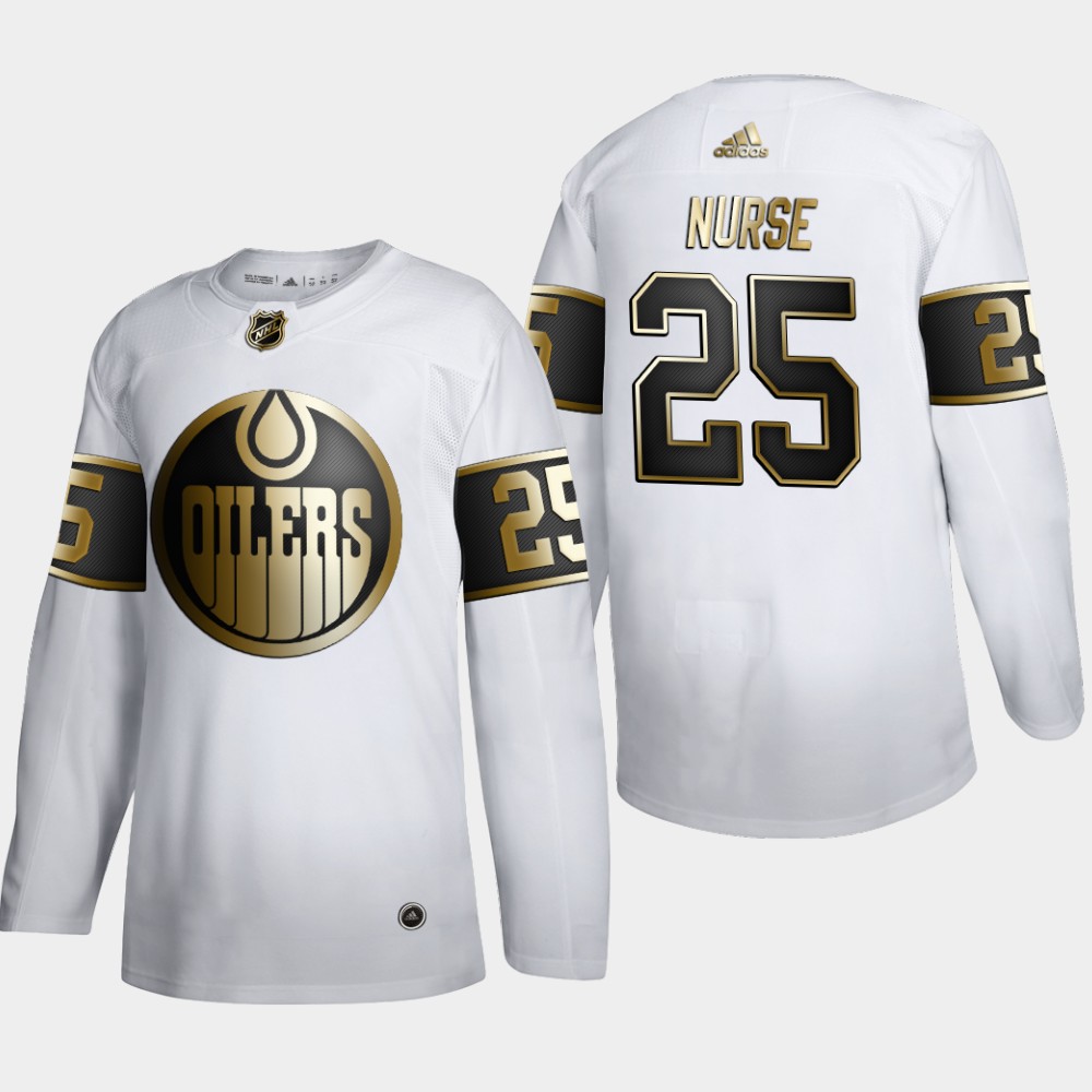 Cheap Edmonton Oilers 25 Darnell Nurse Men Adidas White Golden Edition Limited Stitched NHL Jersey